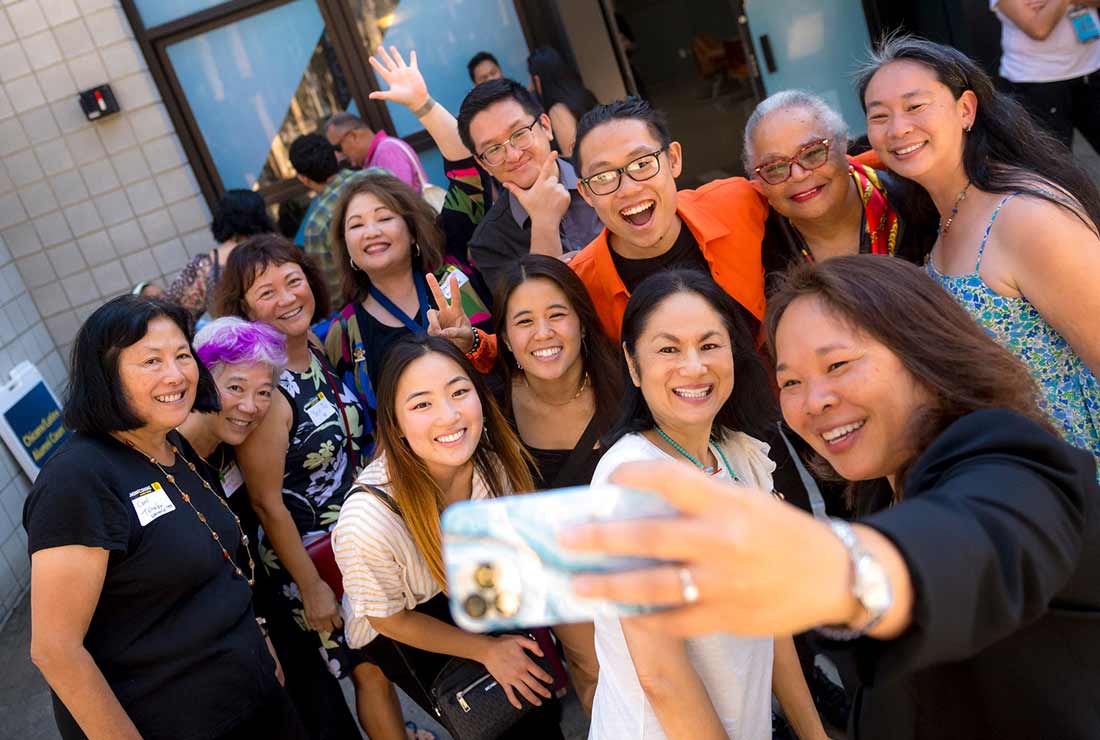 Group of Asian Pacific-Islander Alumni Council taking a selfie