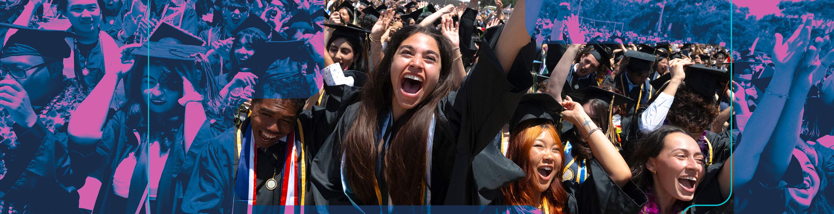 New graduates cheering at commencement